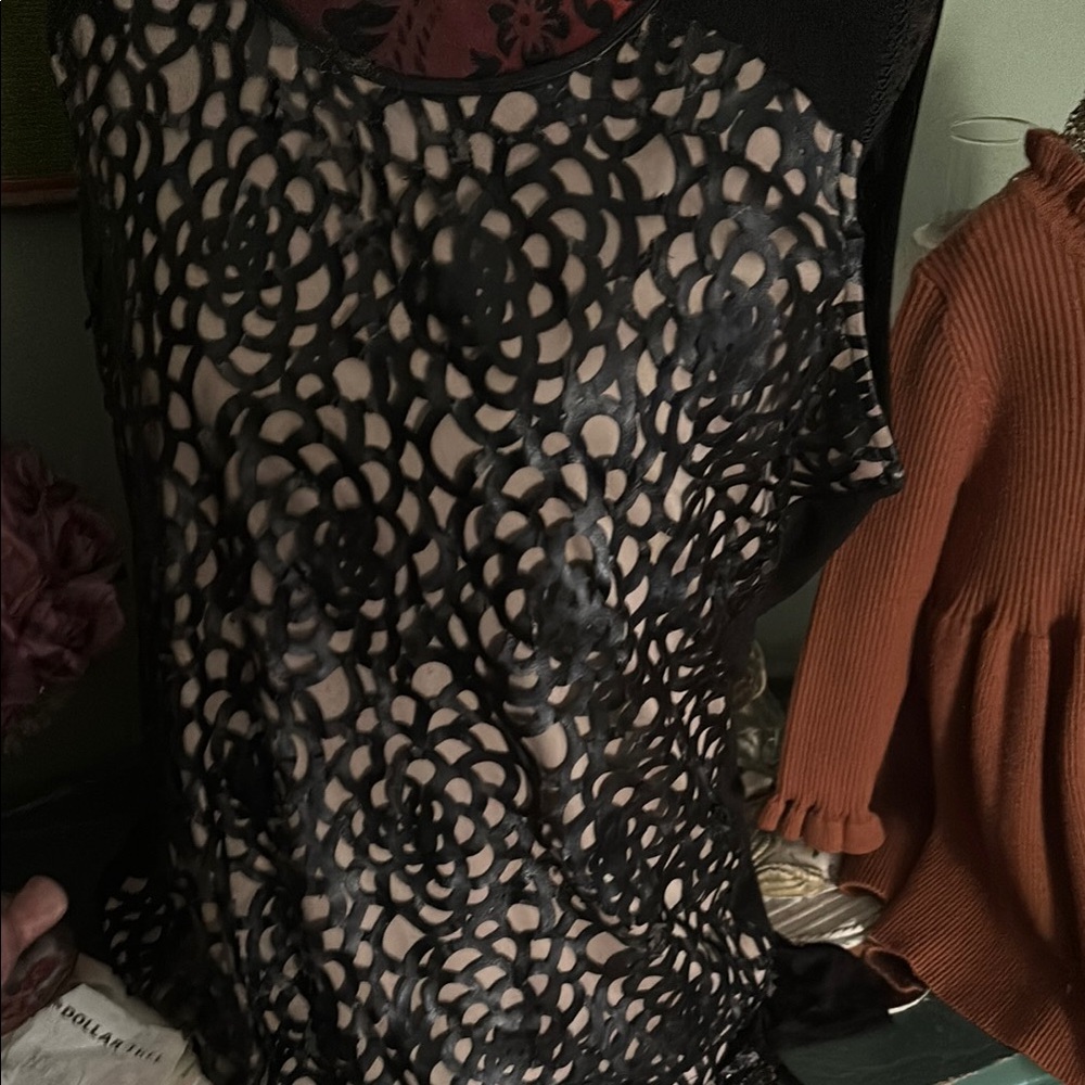 Stylish Black Floral Lace Top